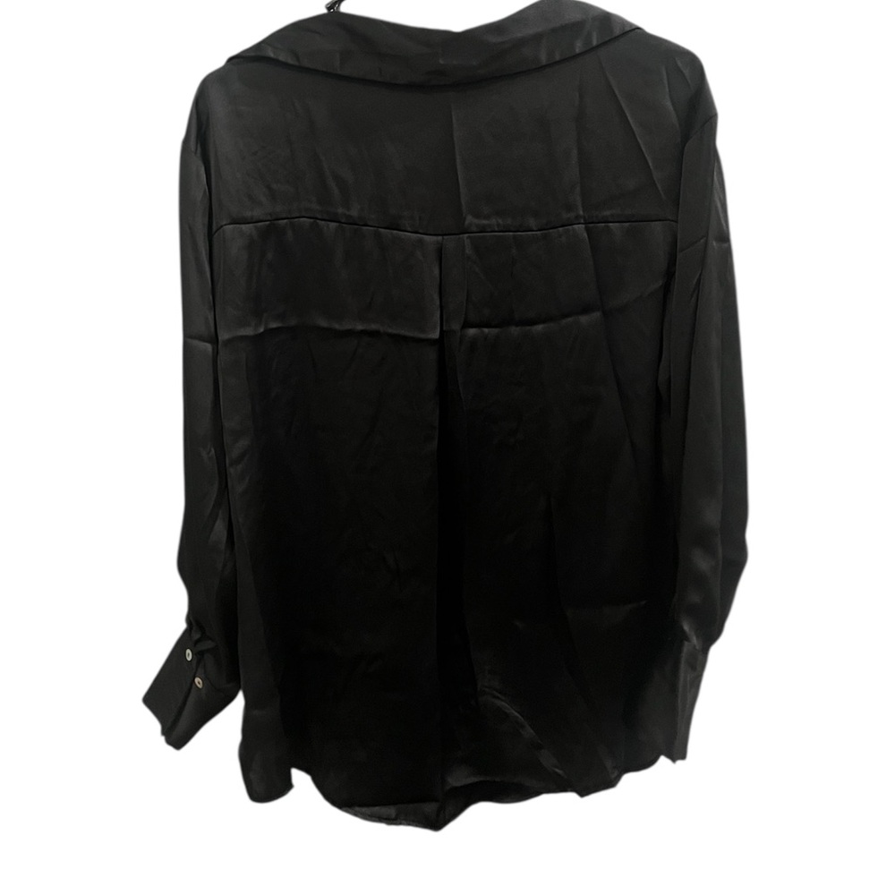 ZARA Black Satin Button-Up Shirt Long Sleeve Small - Picture 4 of 6